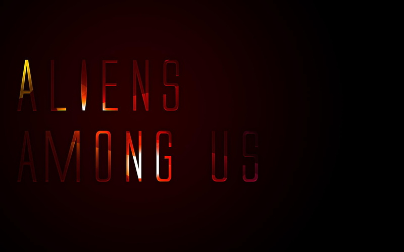 3d and abstract, space, aliens, lights, among, text, us, colors, 1080P