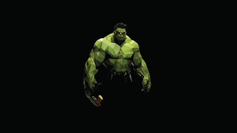 4K, low, poly, hulk, minimalistic