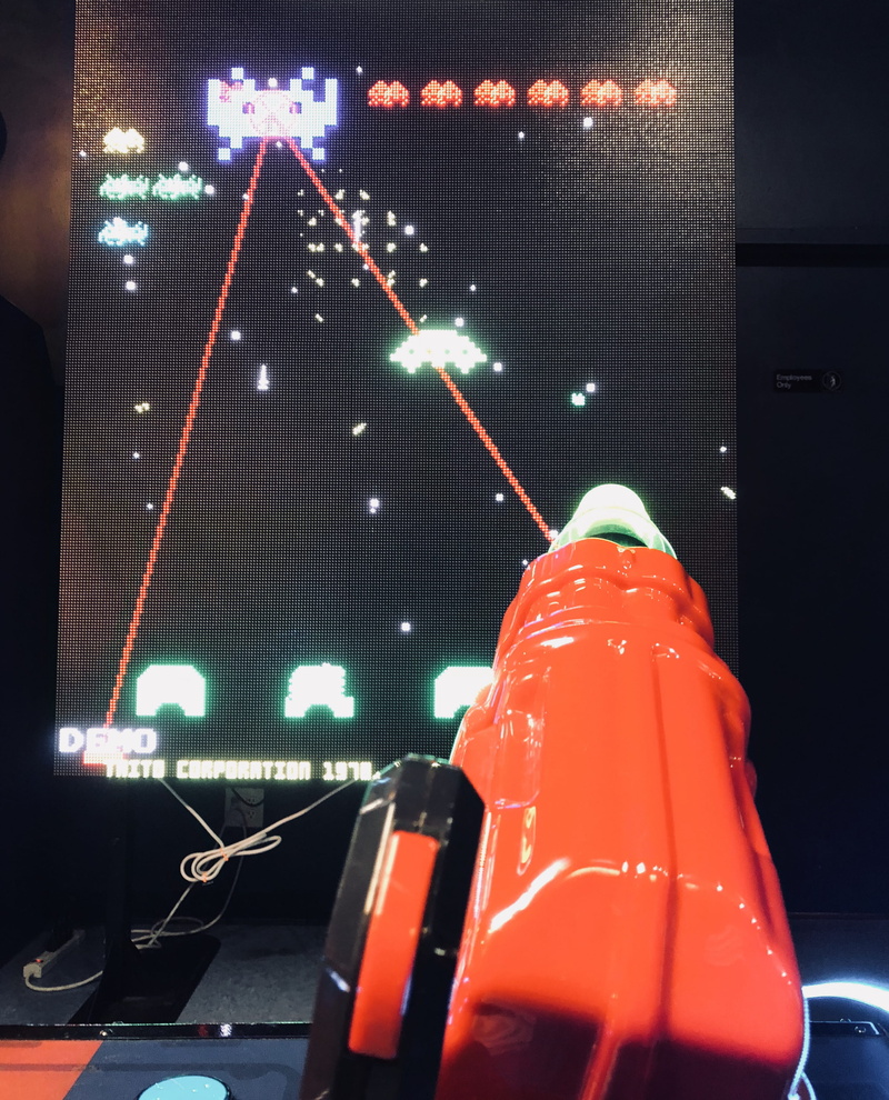 security, night, stage - performance space, green, arcade games, electric lamp, stage, video game, mode of transportation, arcade, vintage, illuminated