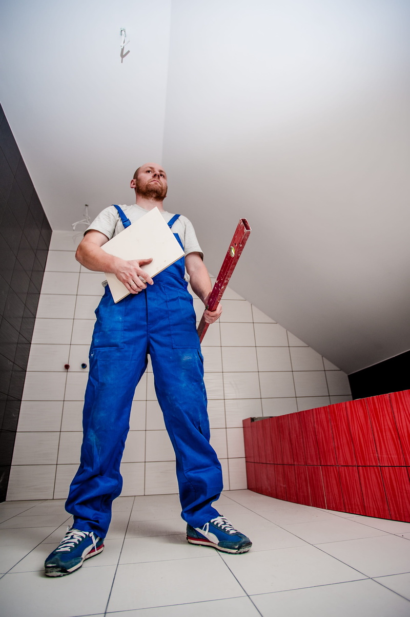 4K, worker, builder, the production of, the industry, man, repair, tile, technology, tiled floor, casual clothing, people, the foreman, helmet, the operator