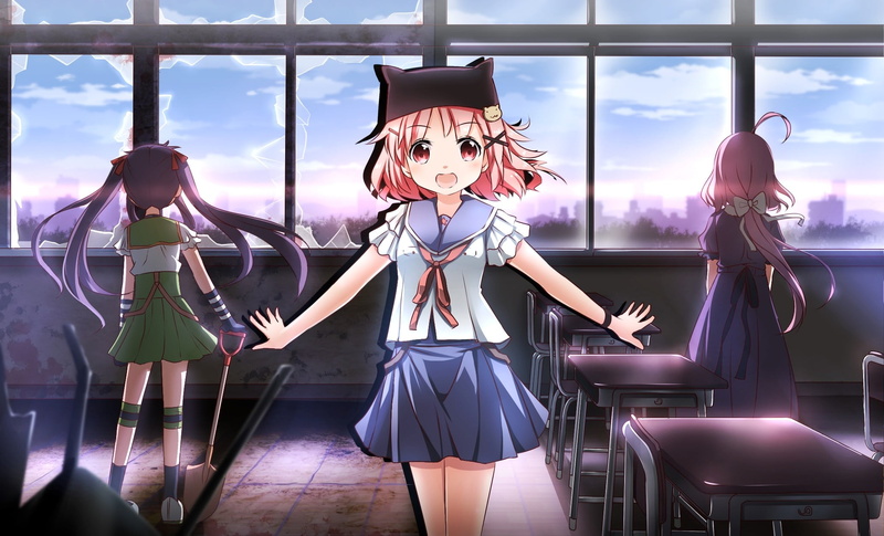 front view, fashion, glass - material, dress, Sakura Megumi, broken glass, anime, young women, real people, women, school uniform, Ebisuzawa Kurumi, lifestyles