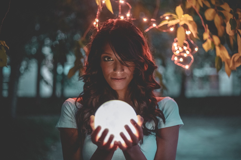 beautiful, glowing, woman, light, holding, women, lighted, female, beautiful woman, girl, ball, one person, outdoors, sphere, fortune teller, 5K, lights