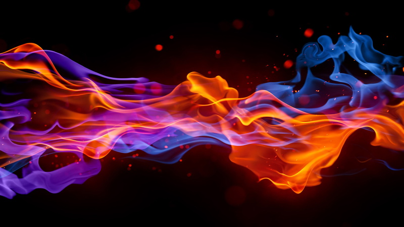 fire, 4k, red, blue, background, 2K, violet, 5k
