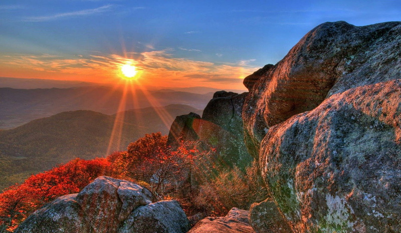 tranquility, Windows 8 Nature  HD, sunset, no people, environment, sun, beauty in nature, sunlight, mountain, eroded, rock - object, solid, Abstract Field