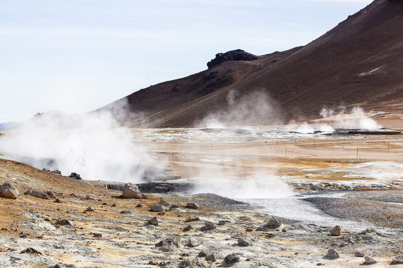 tranquil scene, no people, scenics - nature, nature, heat - temperature, geology, mountain, non-urban scene, water, smoke - physical structure, day, outdoors