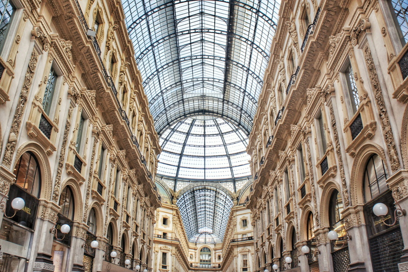 milano, italy, indoors, city, milan, shopping mall, dome, no people, history, built structure, glass - material, travel, landscape, travel destinations
