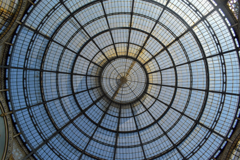 day, skylight, built structure, vittorio emanuele, italy, directly below, milan, backgrounds, architectural feature, 4K, sunlight, shape, glass - material