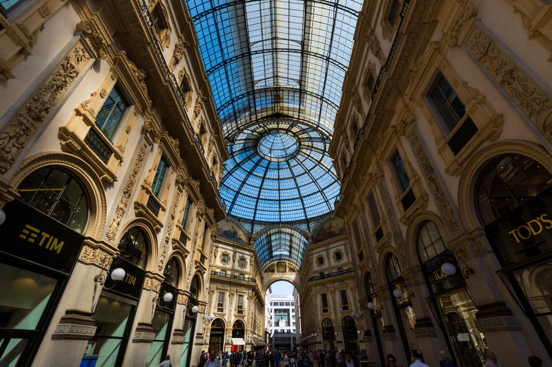 milano, galleria vittorio emanuele ii, group of people, architecture, dome, arch, building exterior, built structure, tourism, italy, 5K, day, travel destinations