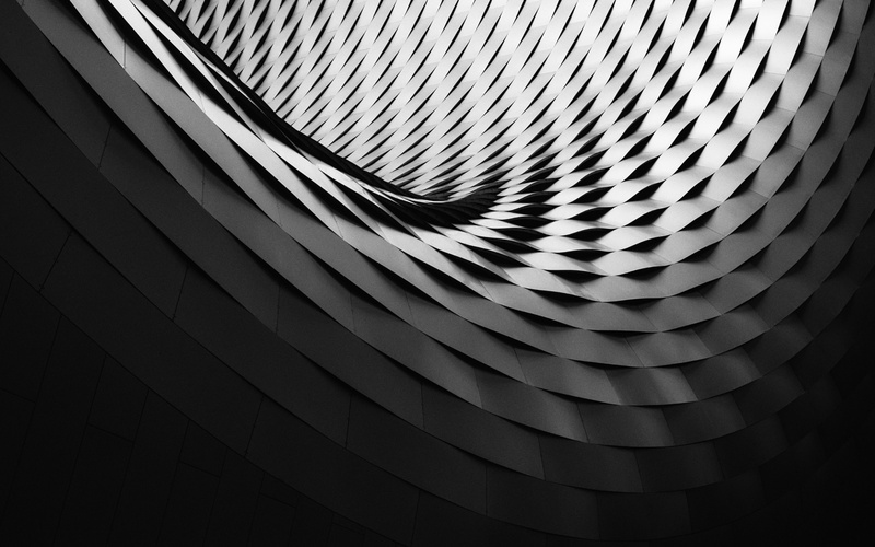 2K, lights, black, architecture, monochrome, perspective, white