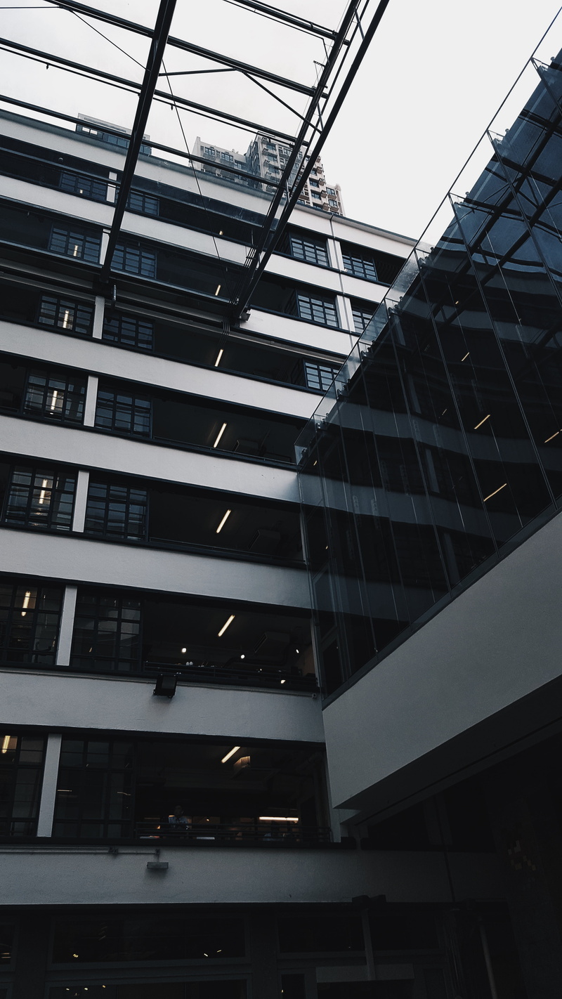 modern, outdoors, city, building, development, tall - high, wooden, 5K, office building exterior, display, low angle view, minimalism, no people, cabinet