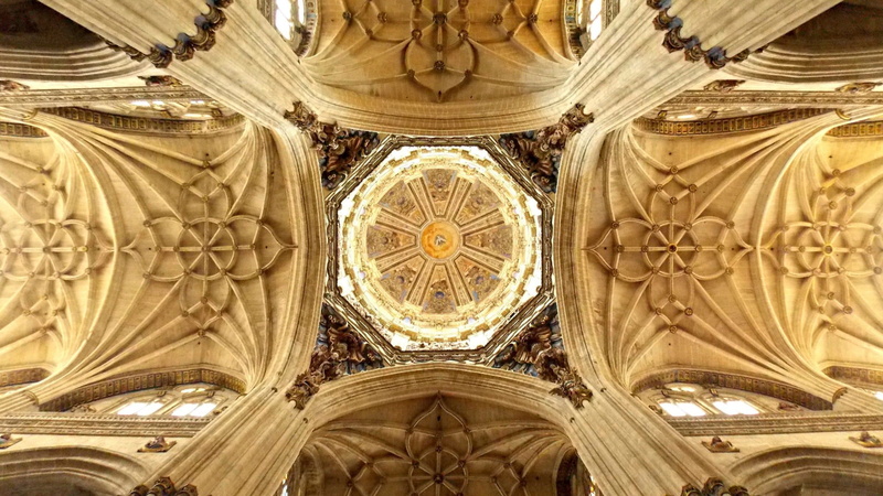 built structure, dome, arch, ceiling, no people, architectural column, gothic style, cathedral, directly below, gothic architecture, pattern, carving, history