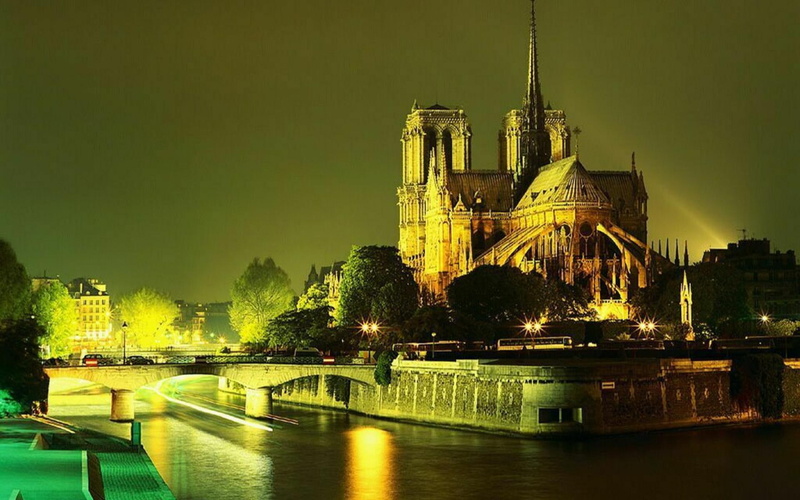 night, architecture, cityscape, cathedral, nature, evening, notre dame, notre, dame, 1080P, nature and landscapes, paris, lights