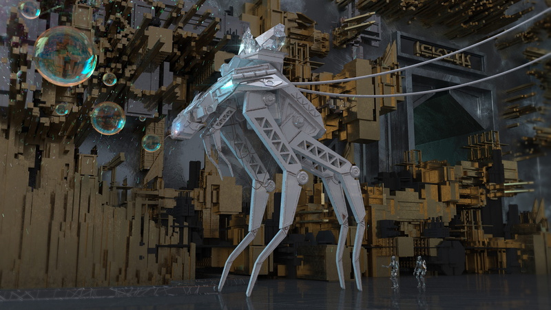 science, future, water, scifi, intelligence, robotic, factory, industry, mechanical, futuristic, digital composite, character, creativity, reflection, metal