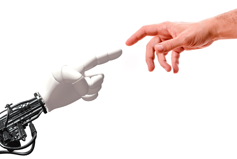 close-up, people, future, communication, robot, studio shot, leisure activity, white background, finger, holding, human finger, human hand, fantasy, hand