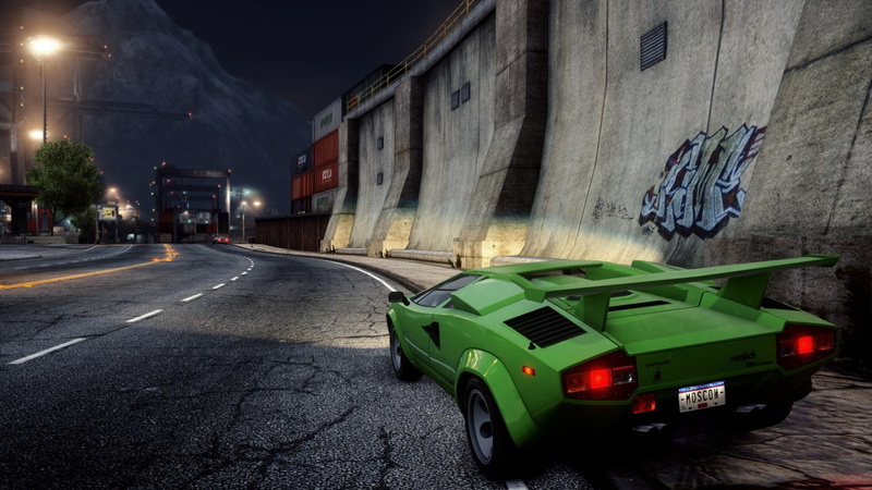 sports car, classic, need for speed most wanted 2012, view, night, 1080P, the city, Lamborghini Countach