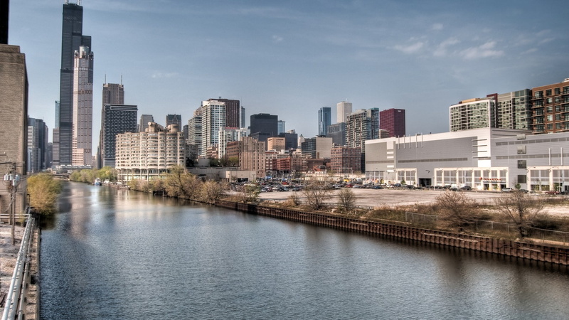 river, cityscape, travel destinations, Chicago, waterfront, building, nature, water, built structure, office building exterior, 1080P, skyscraper, sky