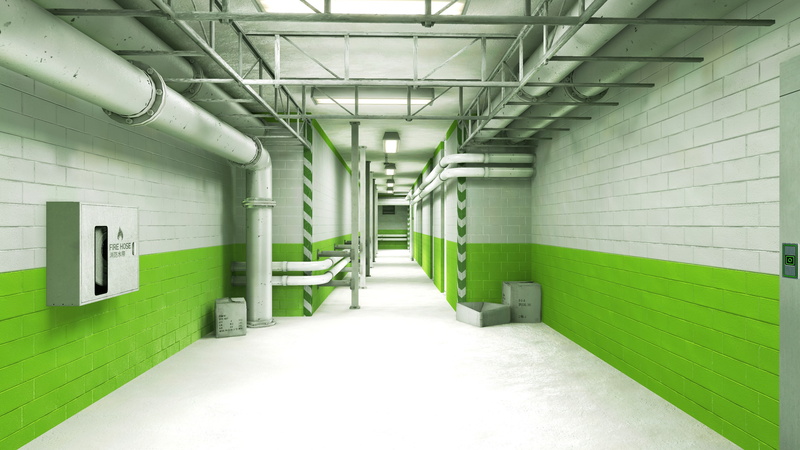 video games, pipe - tube, direction, diminishing perspective, wall, Mirrors Edge, wall - building feature, absence, illuminated, industry, factory, no people