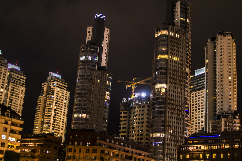 cranes, skyscraper, night, machine, 4K, cranes machine, city