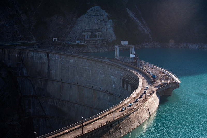 landscape, concrete, nature, USA, rock, cranes (machine), 2K, dam, water, car, mountains, construction site, architecture