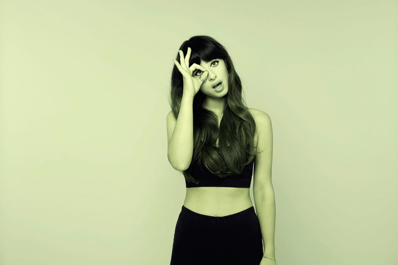 one person, studio shot, British singer, standing, front view, young women, indoors, three quarter length, beautiful woman, fashion, Foxes, looking at camera