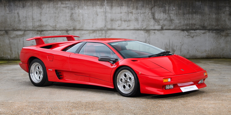 transportation, motor vehicle, city, land vehicle, Lamborghini Diablo, car, retro styled, luxury, shiny, outdoors, wealth, red cars, architecture, 4K