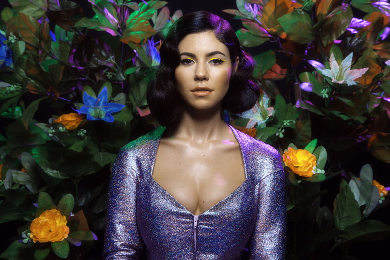 Marina and the Diamonds, 2K, purple dresses, dress, women, zipper, dark hair