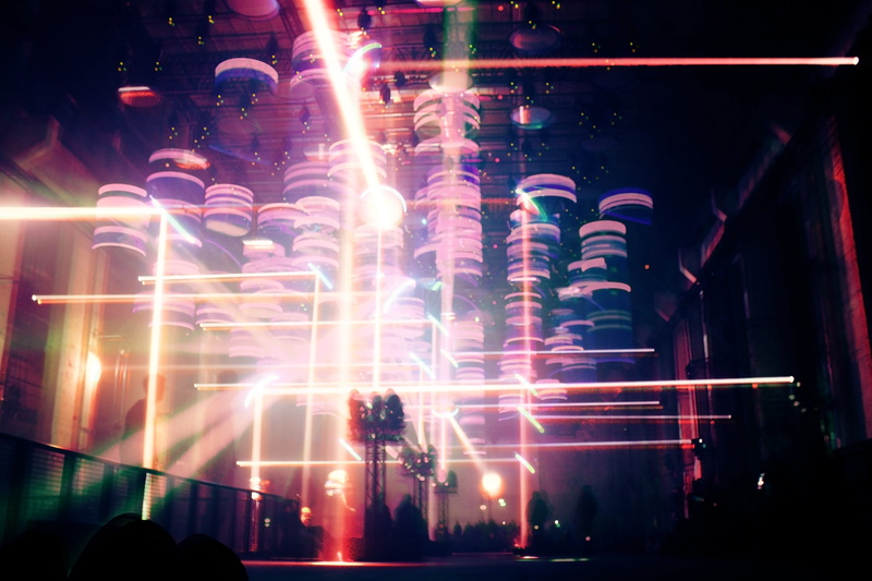 stacked, illuminated, warehouse, city life, berlin, lasers, lens flare, kraftwerk berlin, arts culture and entertainment, built structure, lighting equipment