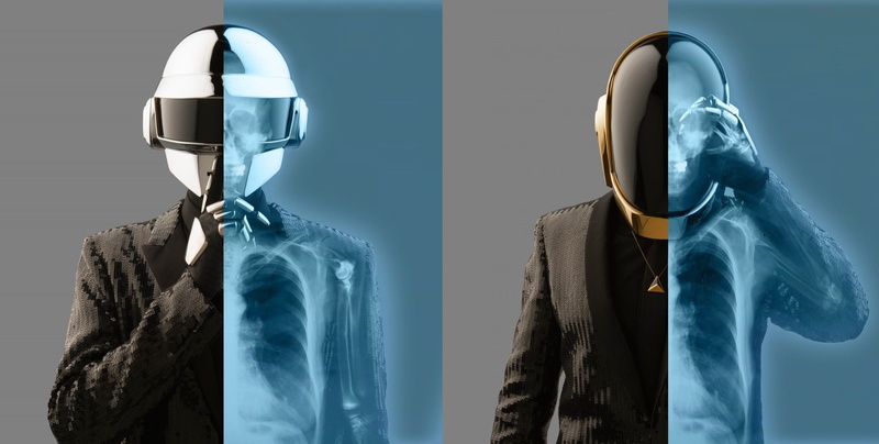 Band, blue, collage, French, Music, white, Daft Punk, mask, Guy-Manuel de Homem-Christo, Thomas Bangalter, full, face, 1080P, Band (Music)