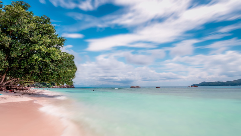 outdoors, la digue, sea, seychelles, beauty in nature, travel, holiday, tropical, idyllic, an island, tranquil scene, plant, the tropics, land, nature