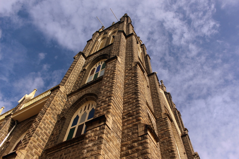 belief, tall - high, day, low angle view, 5K, alappuzha, sky, place of worship, latin catholic, cloud - sky, city, history, gothic style, st andrews basilica arthunkal