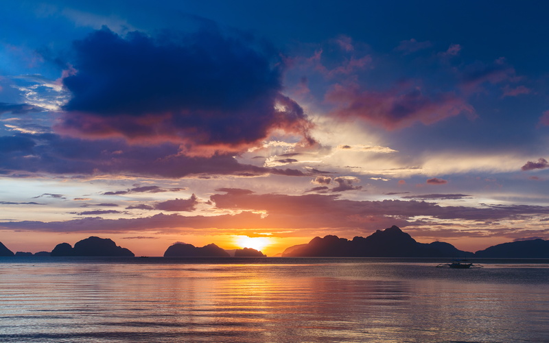 nature, philippines, sunset, silhouette, land, elnido, beauty in nature, cloud - sky, bacuit, tranquil scene, waterfront, seascape, bay, bacuitbay, no people