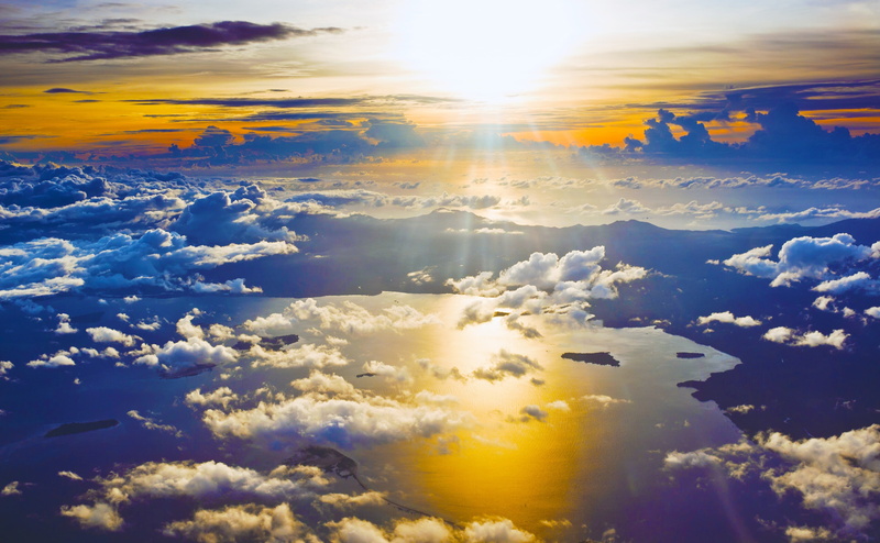 scenics - nature, tranquility, philippines, Islands, sunlight, Sun and Sky, tranquil scene, Sunset, bright, cirrus, lens flare, Clouds, sun, palawan, 4K