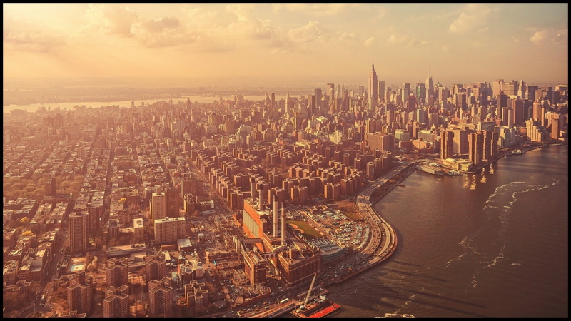 New York City, water, outdoors, building exterior, built structure, tower, USA, cityscape, urban skyline, auto post production filter, modern, building