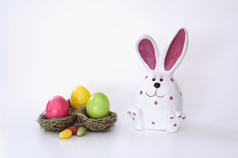 easter eggs, eggs, indoors, yellow, green, easter nest, holiday, cheerful, boiled eggs, pink color, egg shaped, easter, easter decoration, colored, color
