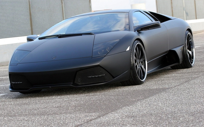 black, matte, front, front view, sports, murcielago, car, tuning, view, 1080P