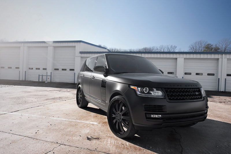 land, sky, Land Rover, black, matte black, rover, 1080P, black matte, Range Rover, building, Rover Ranged, trees, front view, white