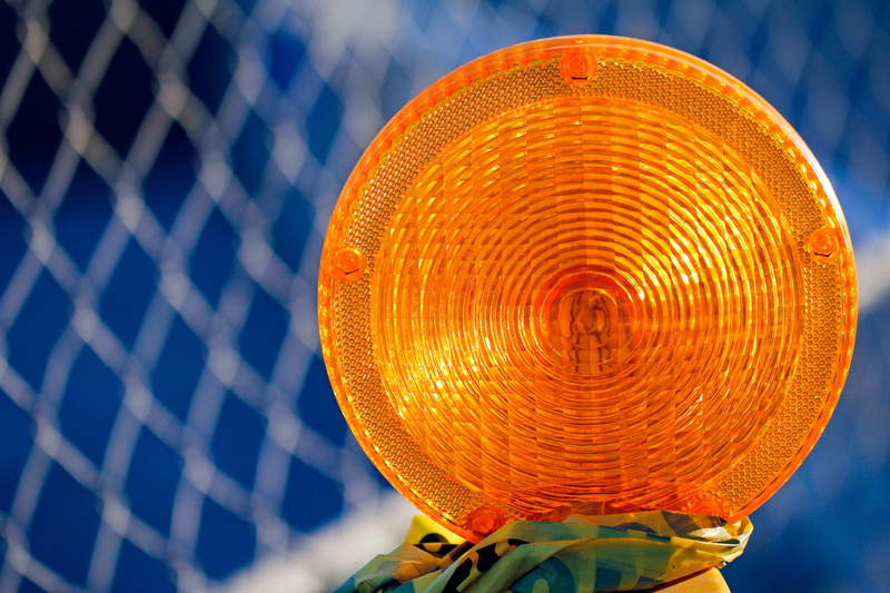 barricade, blue, outdoors, chain link fence, circle, danger, night, security, flashing light, shape, safety, pattern, red, light, lighting equipment, illuminated