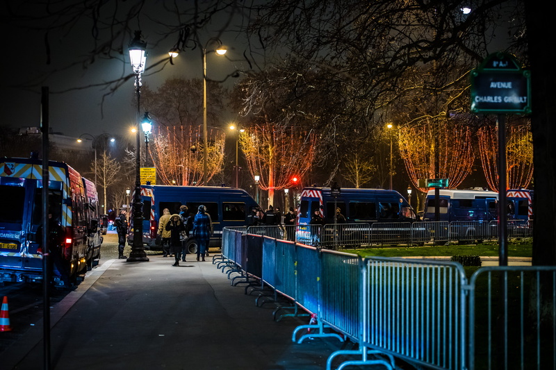 vehicle, street, light, champs elysees, france, human, pedestrian, connection, people, real people, 5K, road, barricade, mode of transportation, plant