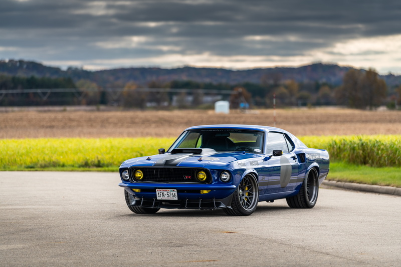 8K, Mach 1, Road, Ford, Muscle car, Lights, Sports car, Grass, Ford Mustang, 1969, By RingBrothers, Ford Mustang Mach 1, Classic car