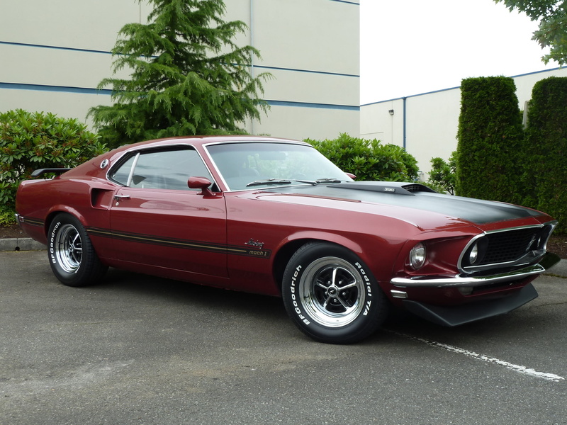 architecture, city, built structure, Mustang, car, red, retro styled, land vehicle, muscle car, road, wealth, tree, building exterior, Ford, motor vehicle