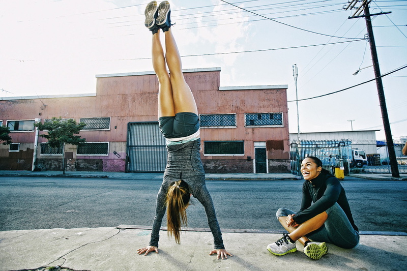 athletes, 1080P, working out, handstand, street, women