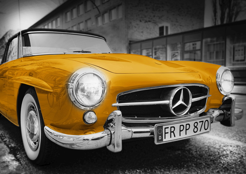day, obsolete, vehicle, collectors Car, motor vehicle, antique, taxi, front View, old-fashioned, retro, mercedes-benz, headlight, street, city, mode of transportation