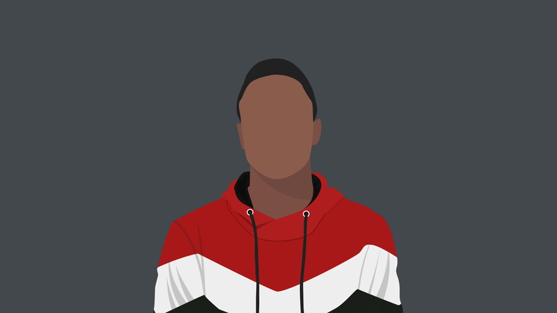 headshot, artwork, studio shot, adult, cut out, hd, copy space, red, 2K, unrecognizable person, artist, one person, clothing, minimalism, young men, indoors