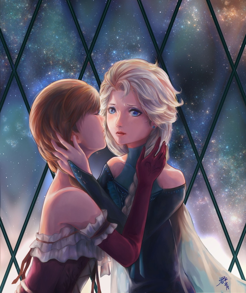artwork, lifestyles, princess, blond hair, hairstyle, Princess Elsa, hair, females, young adult, standing, elsa, beauty, bonding, Elsanna, women, people