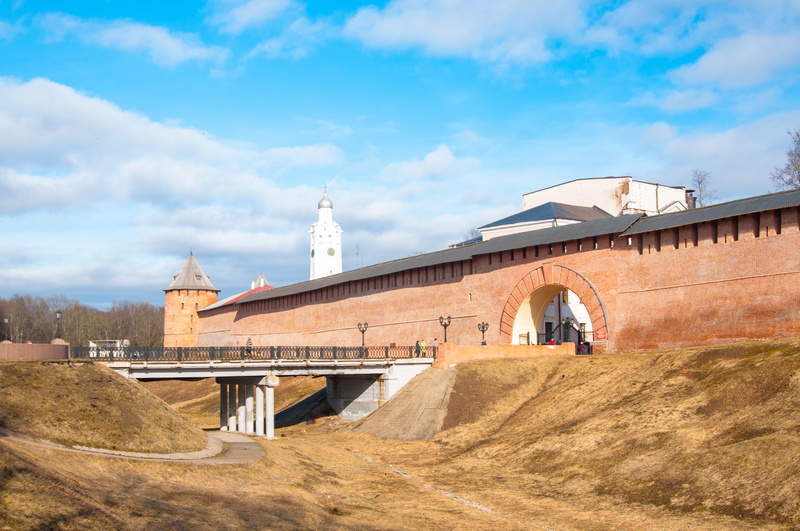 travel, gate, nature, russian architecture, building, bridge - man made structure, place of worship, wall, connection, blue sky, fortification, spirituality