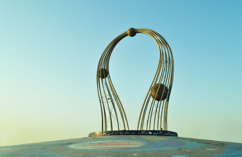 sky, bridge - man made structure, water, connection, sunlight, bridge, sea, outdoors, copy space, clear sky, ksa, design, monument, architecture, blue