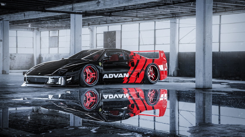 Reflection, Javier Oquendo, Water, by Javier Oquendo, Auto, Sports car, Transport and Vehicles, Car, Ferrari F-40, 1080P, Ferrari F40, Machine