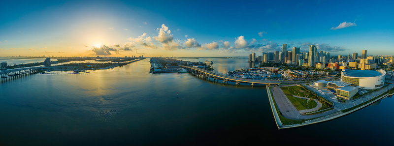 panorama, water, 8K, florida, usa, city, miami, skyscraper