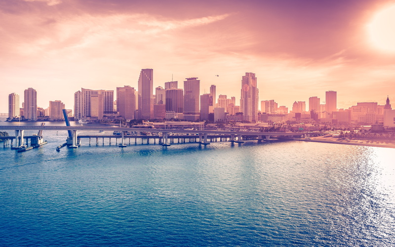 USA, sea, sky, city, 5K, bridge, Miami