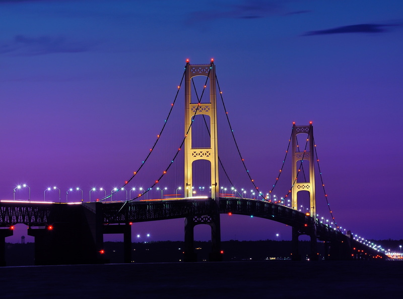 illuminated, Mackinac, night, Others, travel, travel destinations, light, bridge - man made structure, engineering, architecture, nature, built structure